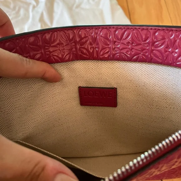 Authentic Loewe Embossed Red Pouch / Clutch